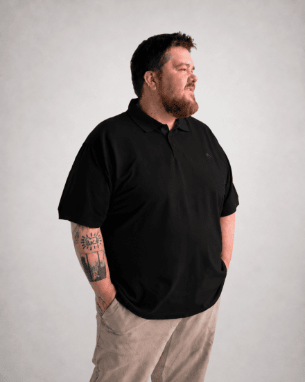 Motley Denim Bratislava Polo Black - Polo majice - Moške Polo Majice za Močnejše Postave