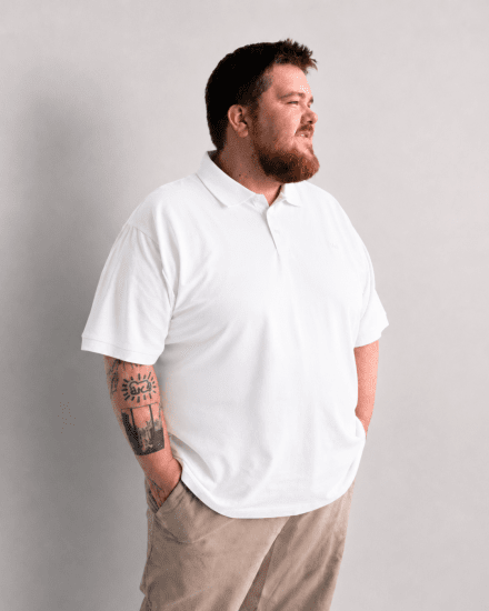 Motley Denim Bratislava Polo White - Polo majice - Moške Polo Majice za Močnejše Postave