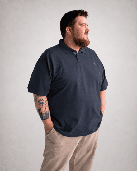 Motley Denim Bratislava Polo Dark Indigo - Polo majice - Moške Polo Majice za Močnejše Postave