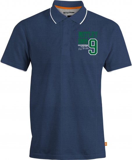 Motley Denim Brighton Polo Dark Indigo - Polo majice - Moške Polo Majice za Močnejše Postave