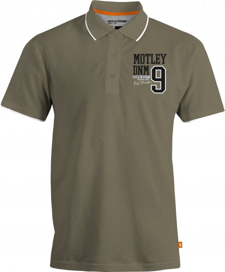 Motley Denim Brighton Polo Dark Khaki - Polo majice - Moške Polo Majice za Močnejše Postave