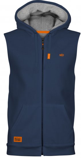 Motley Denim Brussels Sleeveless Hoodie Dark Indigo - Puloverji & jopice - Moški Puloverji & Jopice za Močnejše Postave