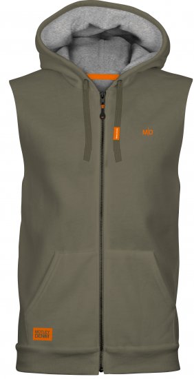 Motley Denim Brussels Sleeveless Hoodie Dark Khaki - Puloverji & jopice - Moški Puloverji & Jopice za Močnejše Postave
