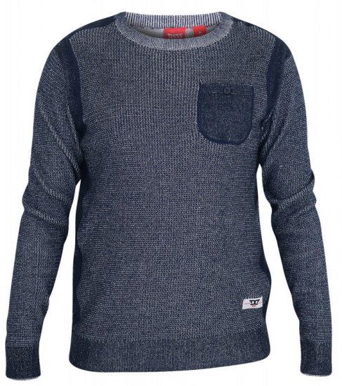 D555 Bryson Crewneck Sweater with Pocket Navy - Puloverji & jopice - Moški Puloverji & Jopice za Močnejše Postave