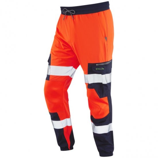 Leo Hawkcombe Ecoviz High Performance Ballistic Stretch Trousers Hi-Vis Orange/Navy - Delovne obleke - Delovne Obleke Močnejše postave