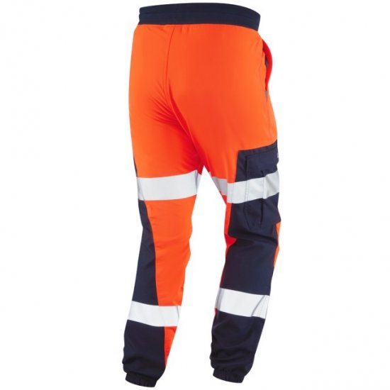 Leo Hawkcombe Ecoviz High Performance Ballistic Stretch Trousers Hi-Vis Orange/Navy - Delovne obleke - Delovne Obleke Močnejše postave