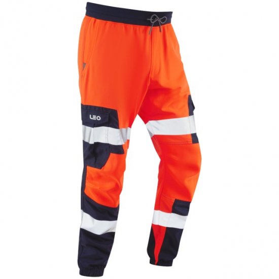 Leo Hawkcombe Ecoviz High Performance Ballistic Stretch Trousers Hi-Vis Orange/Navy - Delovne obleke - Delovne Obleke Močnejše postave