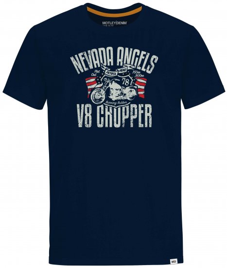 Motley Denim Cambridge T-shirt Navy - Kratke Majice - Moške kratke majice za močnejše postave