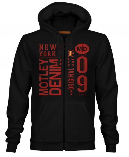 Motley Denim Camden Hoodie Black - Puloverji & jopice - Moški Puloverji & Jopice za Močnejše Postave