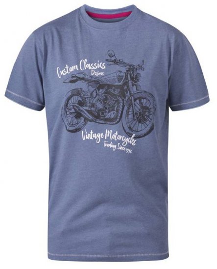 D555 Conor Motorcycle Crew Neck T-Shirt Denim Marl - Kratke Majice - Moške kratke majice za močnejše postave