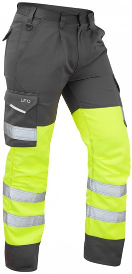 Leo Bideford Cargo Pants Hi-Vis Yellow/Grey - Delovne obleke - Delovne Obleke Močnejše postave