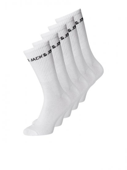 Jack & Jones Basic Logo Teniške nogavice Bela 5-pack - Spodnje perilo & kopalne hlače - Moško Spodnje Perilo za močnejše postave