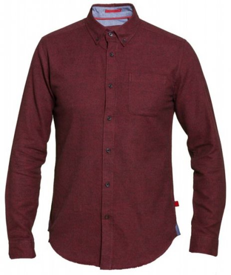 D555 Dawson Textured Shirt Dark Red - Srajce - Moške srajce za Močnejše Postave