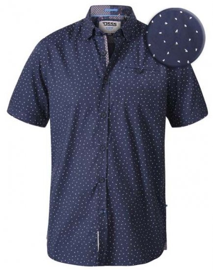D555 Derwent Short Sleeve Shirt Navy - Srajce - Moške srajce za Močnejše Postave