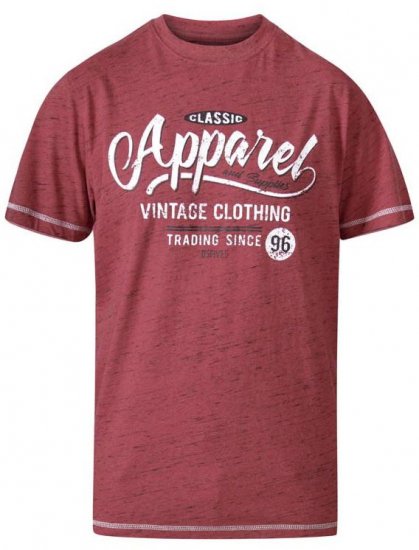 D555 Douglas Classic Apparel Crew Neck Printed T-Shirt Red Reno - Kratke Majice - Moške kratke majice za močnejše postave
