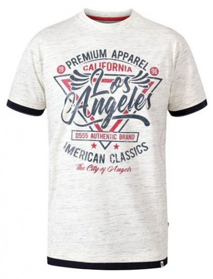 D555 Ellwood Los Angeles Crew Neck Printed T-Shirt Off White Reno - Kratke Majice - Moške kratke majice za močnejše postave