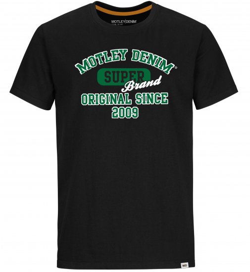 Motley Denim Exeter T-shirt Green on Black - Kratke Majice - Moške kratke majice za močnejše postave
