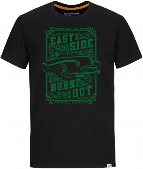 Motley Denim FILEY T-shirt Black - Kratke Majice - Moške kratke majice za močnejše postave
