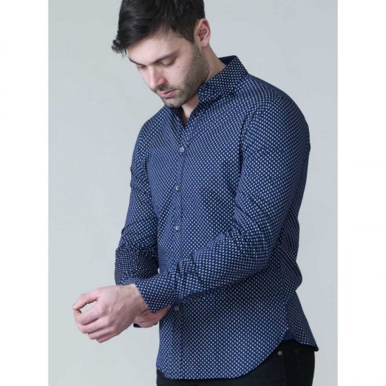 D555 Lavar Long Sleeve Diamond Printed Shirt - Srajce - Moške srajce za Močnejše Postave