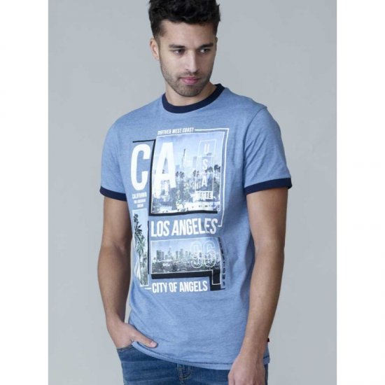 D555 Howie Fine Stripe T-shirt Blue - Kratke Majice - Moške kratke majice za močnejše postave
