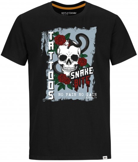 Motley Denim Franklin T-shirt Black - Kratke Majice - Moške kratke majice za močnejše postave