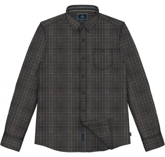 Double Outfitters FS-5230 Karirasta srajca Mornarska/Rjava - Srajce - Moške srajce za Močnejše Postave