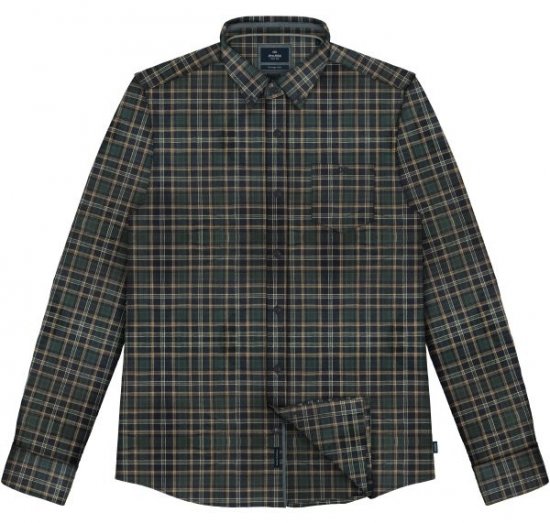 Double Outfitters FS-5230 Karirasta srajca Temno zelena/Bež - Srajce - Moške srajce za Močnejše Postave