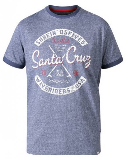 D555 Gove Santa Cruz Surfer Print Ringer T-Shirt Navy - Kratke Majice - Moške kratke majice za močnejše postave