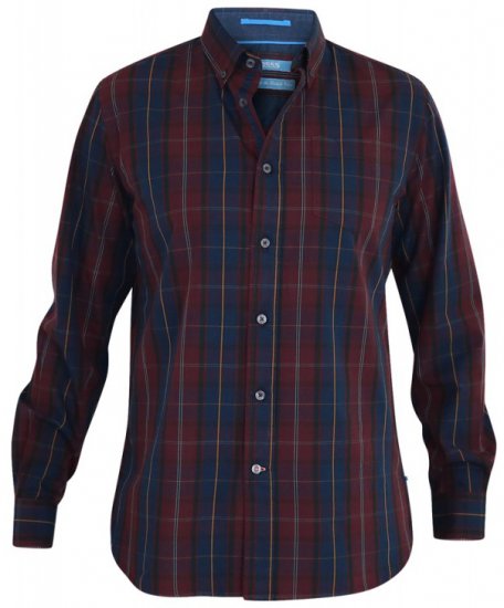 D555 Grady Long Sleeve Check Shirt - Srajce - Moške srajce za Močnejše Postave