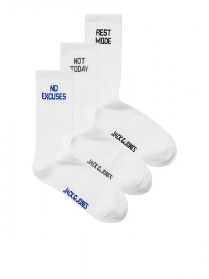 Jack & Jones Power Statements Teniške nogavice Bela 3-pack - Spodnje perilo & kopalne hlače - Moško Spodnje Perilo za močnejše postave