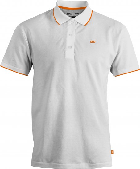 Motley Denim Helsinki Polo White - Polo majice - Moške Polo Majice za Močnejše Postave