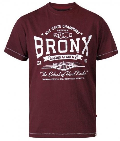 D555 Huddlestone Bronx Boxing Crew Neck Printed T-Shirt Red - Kratke Majice - Moške kratke majice za močnejše postave