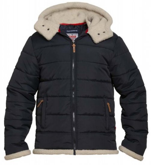 D555 Hudson Hooded Puffer Jacket Navy - Jakne - Moške bunde za Močnejše Postave