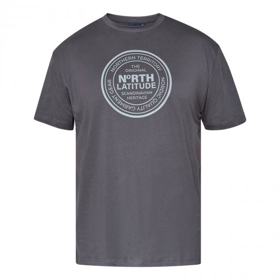 North Latitude T-Shirt Siva/Temno Siva - Kratke Majice - Moške kratke majice za močnejše postave