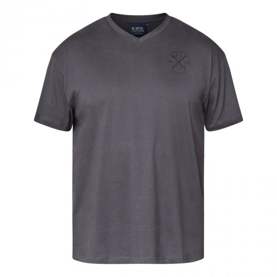 North Latitude Alpine Club T-Shirt Siva/Temno Siva - Kratke Majice - Moške kratke majice za močnejše postave