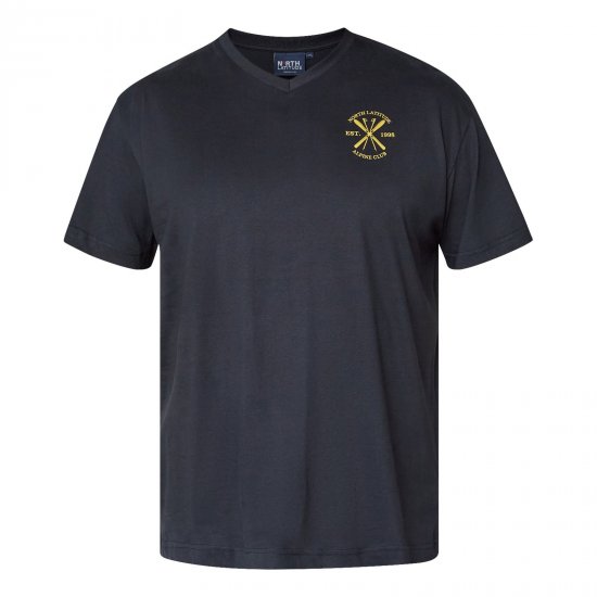 North Latitude Alpine Club T-Shirt Črna - Kratke Majice - Moške kratke majice za močnejše postave