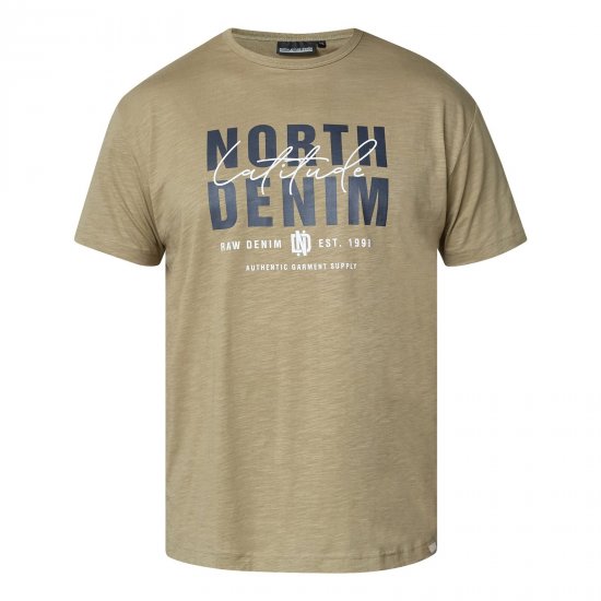 North Latitude T-Shirt Slub With Print Rjava/Bež - Kratke Majice - Moške kratke majice za močnejše postave