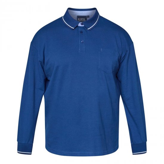 North Latitude Superflex Polo LS Modra - Polo majice - Moške Polo Majice za Močnejše Postave
