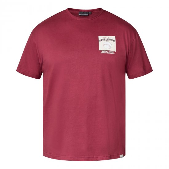 North Latitude T-Shirt With Print Rdeča - Kratke Majice - Moške kratke majice za močnejše postave