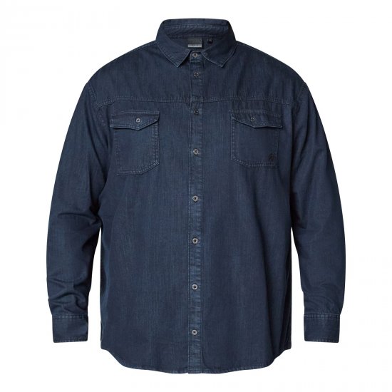 North Latitude Denim Shirt LS Modra - Srajce - Moške srajce za Močnejše Postave