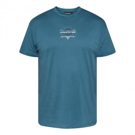 North Latitude T-Shirt With Print Modra - Kratke Majice - Moške kratke majice za močnejše postave