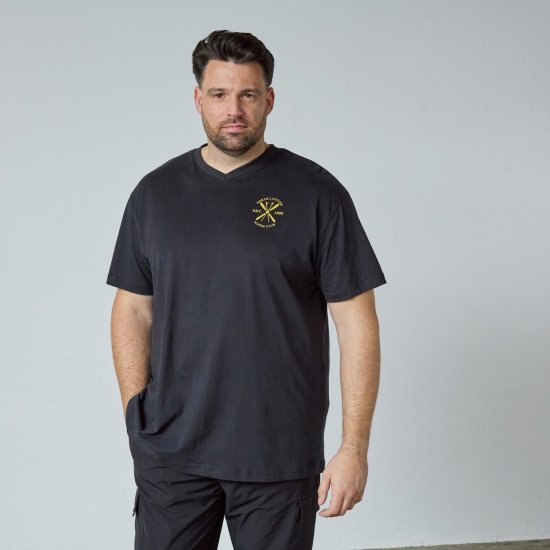 North Latitude Alpine Club T-Shirt Črna - Kratke Majice - Moške kratke majice za močnejše postave