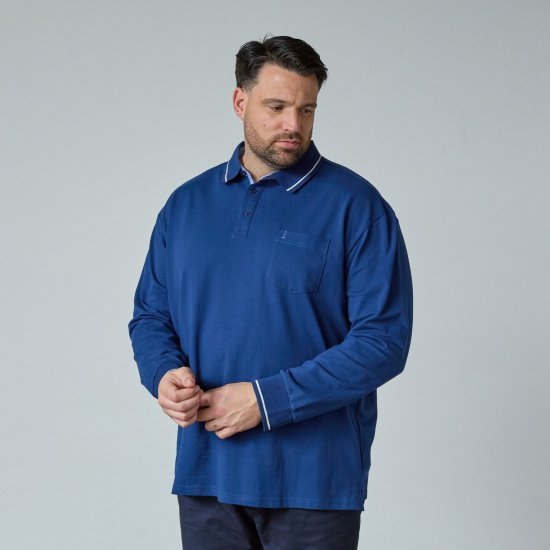 North Latitude Superflex Polo LS Modra - Polo majice - Moške Polo Majice za Močnejše Postave