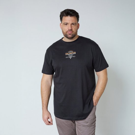 North Latitude T-Shirt With Print Črna - Kratke Majice - Moške kratke majice za močnejše postave