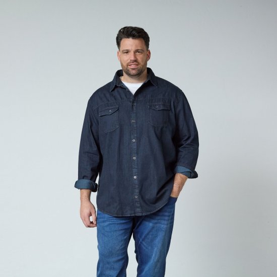 North Latitude Denim Shirt LS Modra - Srajce - Moške srajce za Močnejše Postave