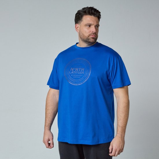 North Latitude T-Shirt Modra - Kratke Majice - Moške kratke majice za močnejše postave