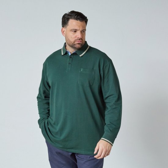 North Latitude Superflex Polo LS Zelena/Kaki - Polo majice - Moške Polo Majice za Močnejše Postave