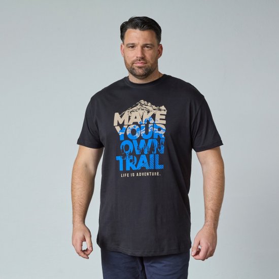 North Latitude Trail T-Shirt Črna - Kratke Majice - Moške kratke majice za močnejše postave