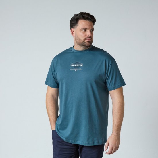 North Latitude T-Shirt With Print Modra - Kratke Majice - Moške kratke majice za močnejše postave