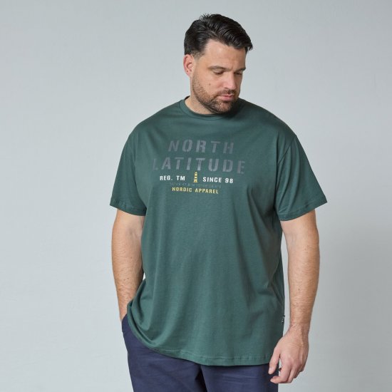 North Latitude T-Shirt Zelena/Kaki - Kratke Majice - Moške kratke majice za močnejše postave
